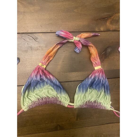 VIX Paula Hermanny Multicolor Bikini Tip Gold Accent Size D Cup summer luxury - Picture 1 of 9